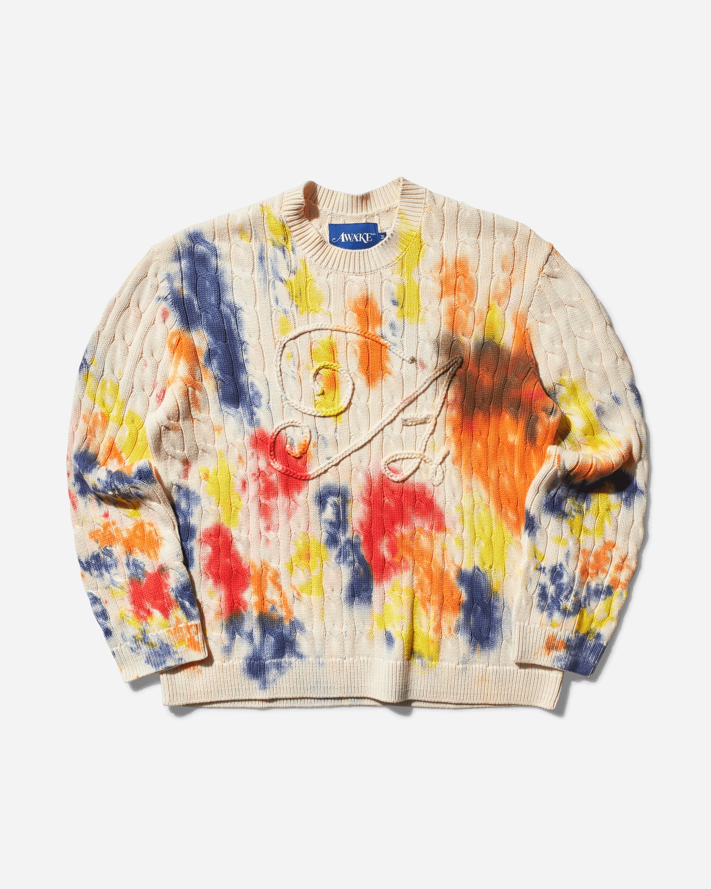 Awake NY Applique Sweater Tie Dye Sweatshirts Crewneck AWK-FW24-KN004 TDYE