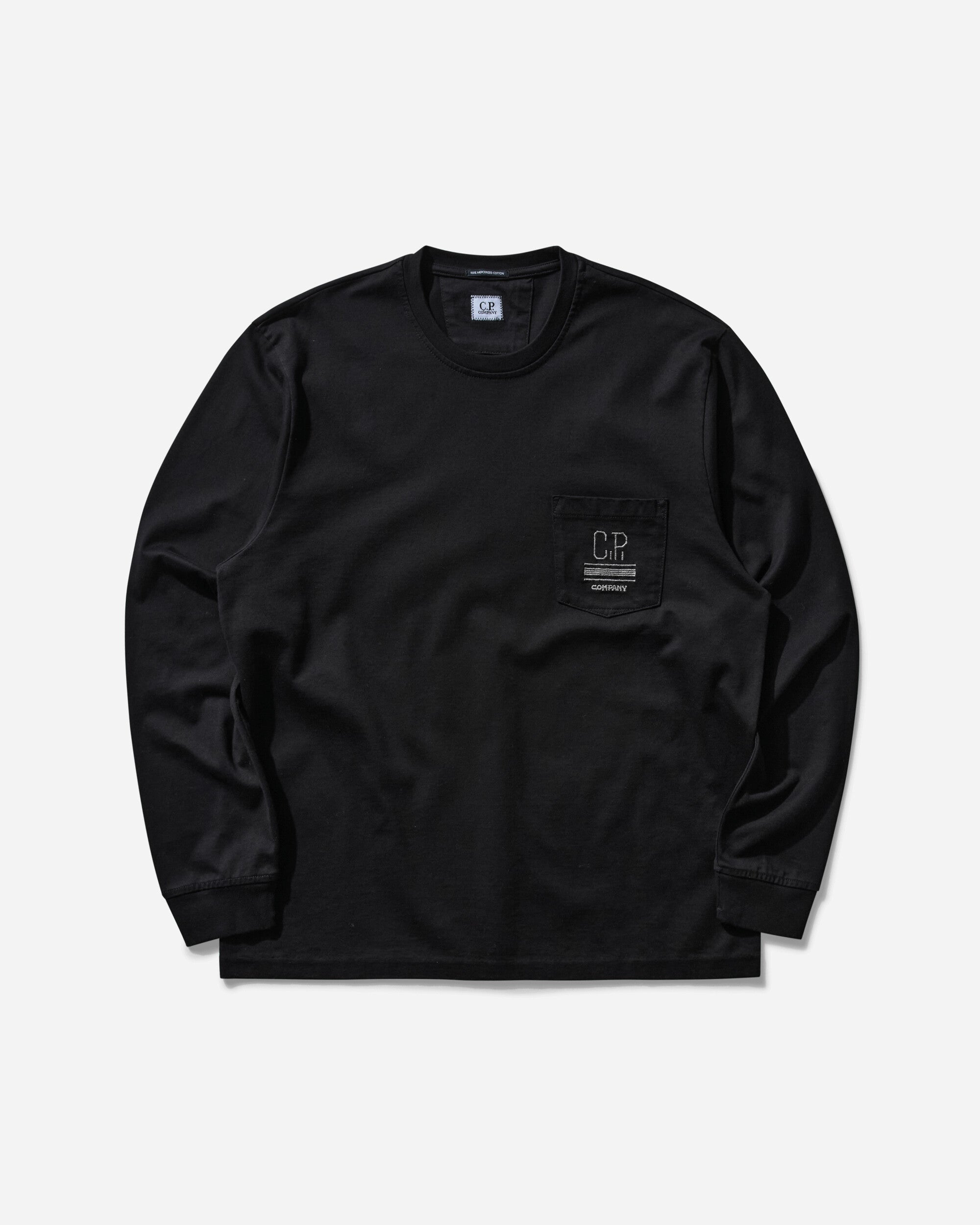 C.P. Company Mercerized 30-2 Jersey Twisted Longsleeved Pocket T-Shirt Black T-Shirts Longsleeve 17CMTS179A006203W 999