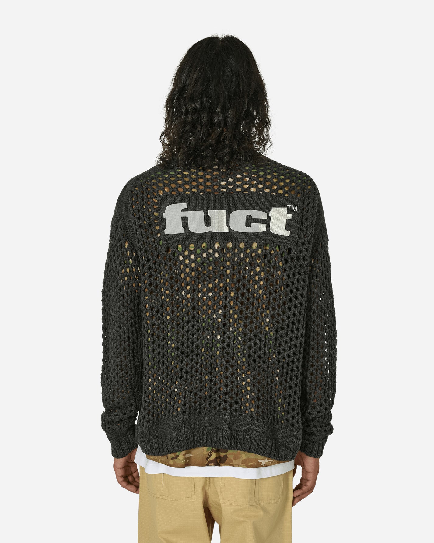 FUCT Drop Stitch Cardigan + Screen Print Dark Grey Knitwears Cardigans TBMW015YA03 GRY0003