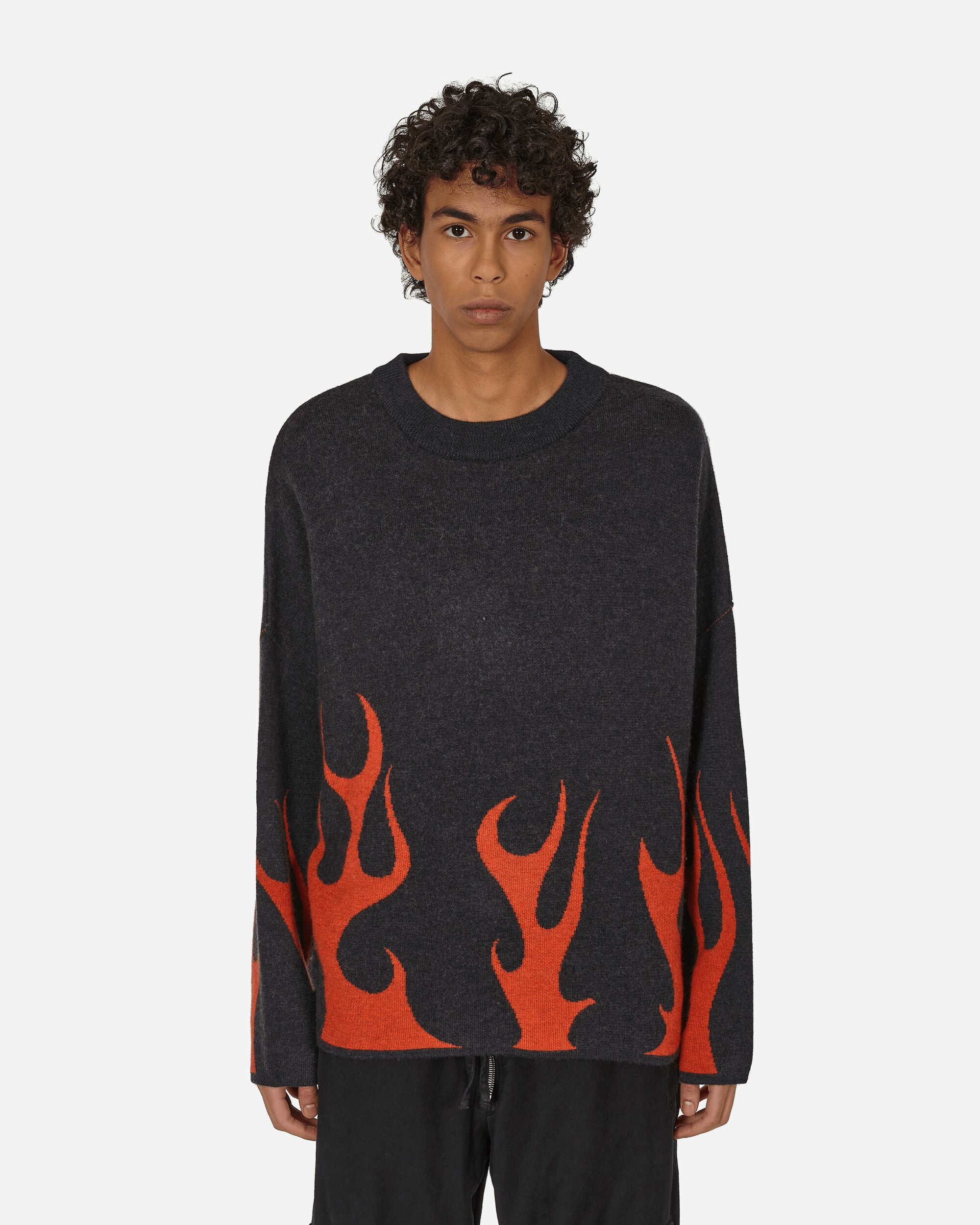 Haydenshapes Flame Game Knitted Sweater Black/Red Sweatshirts Crewneck HS23SN6001 020