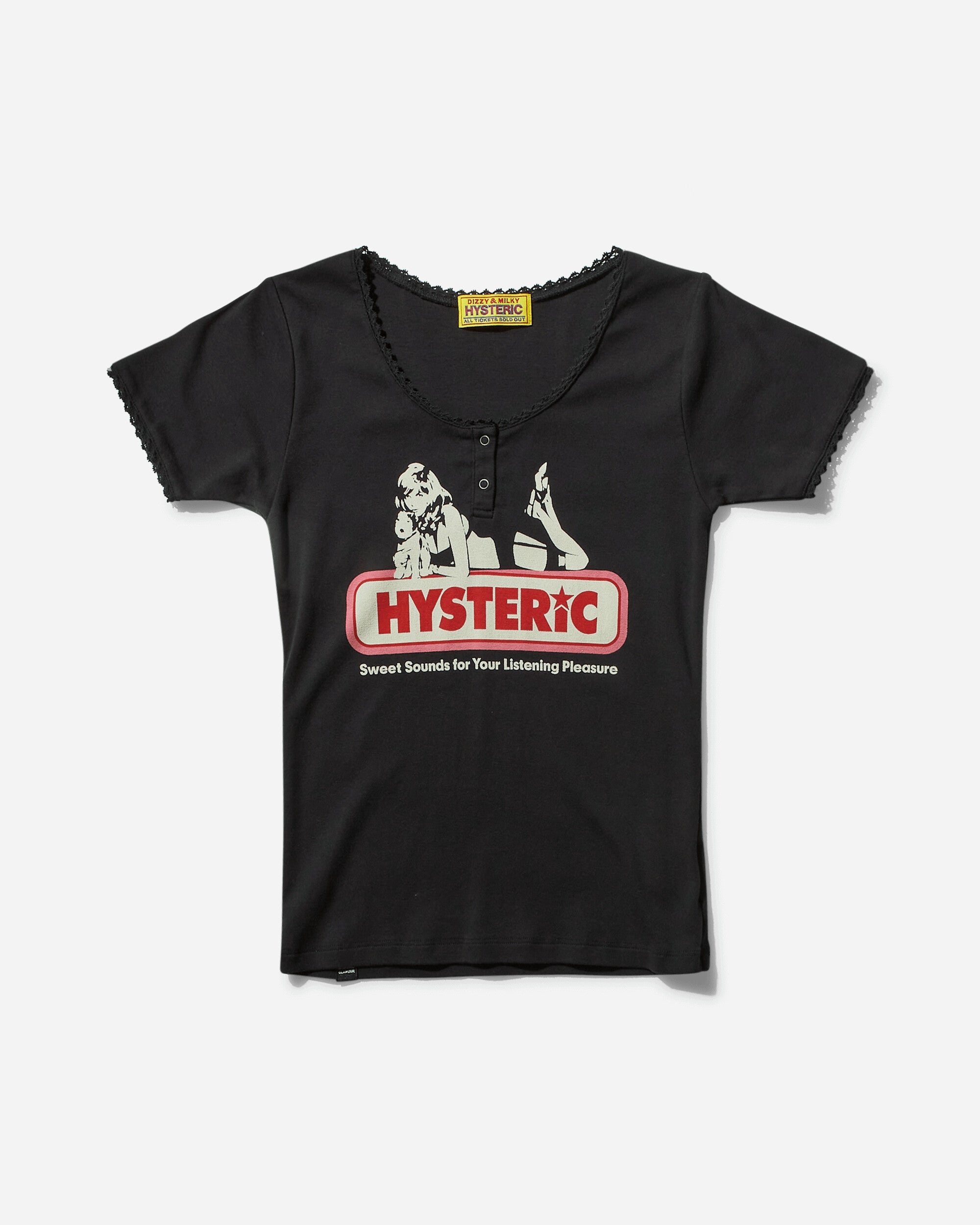 Hysteric Glamour Wmns Sweet Sounds Black T-Shirts Shortsleeve 01241CT189 C1