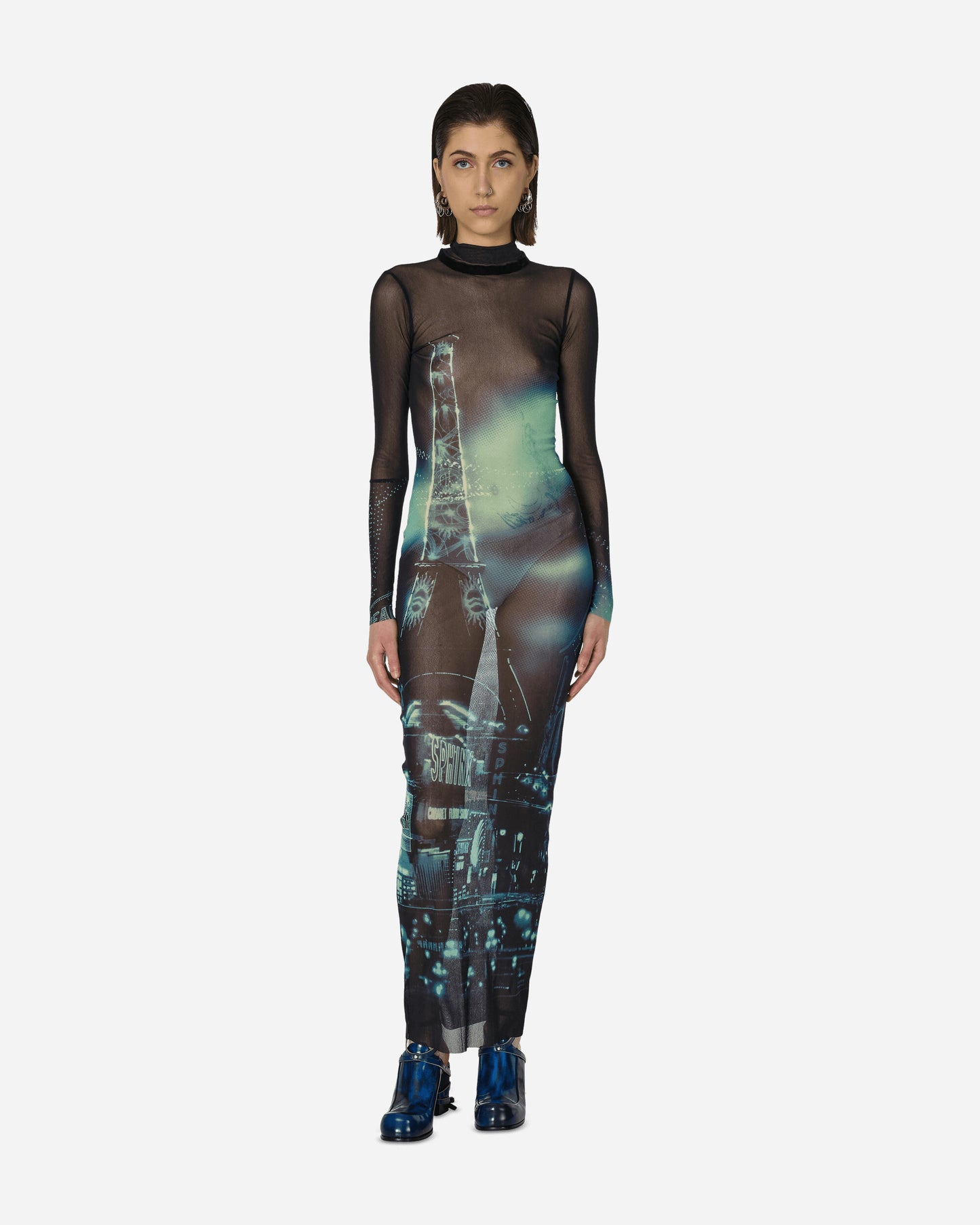 Jean Paul Gaultier Wmns Turtleneck Mesh Long Dress Multi Dresses Dress Long RO247-T552 59560100