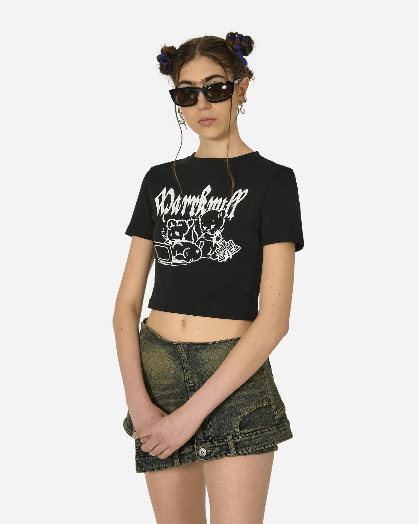 MARRKNULL Wmns Black Punk Bear Slim-Fit T-Shirt Black T-Shirts Cropped MN24SS01222 BLACK