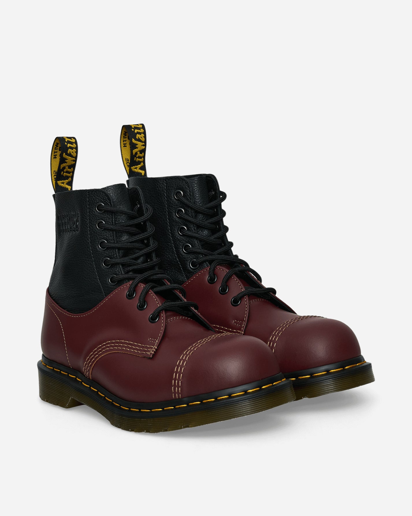 MM6 Maison Margiela 1460 - Twisted And Reimagined - Steel Toe Black / Oxblood Boots Mid Boot S66WU0125P8029 H6077