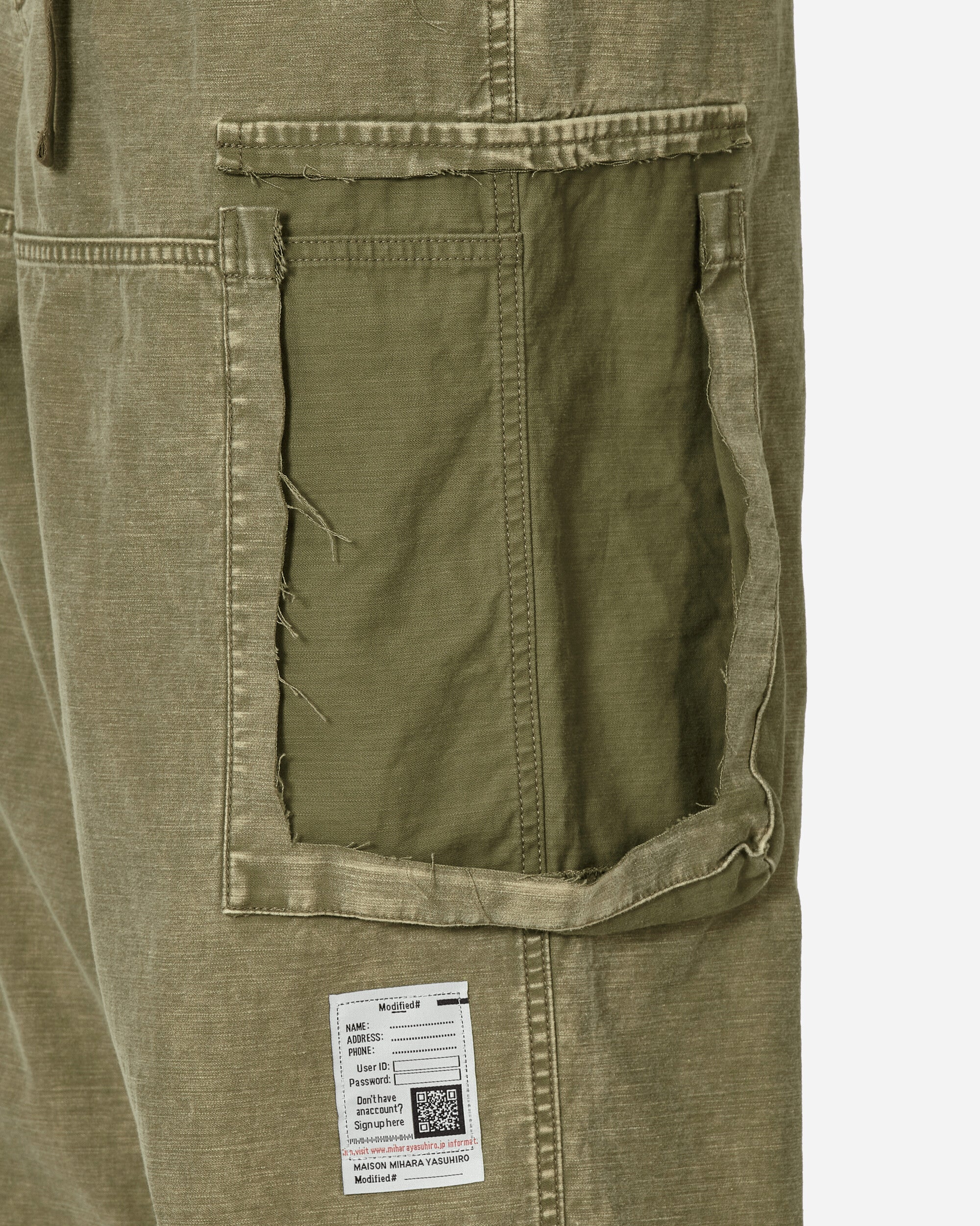 Maison MIHARA YASUHIRO Cotton Satin Cargo Trousers Khaki Pants Cargo J12PT052 KHAKI