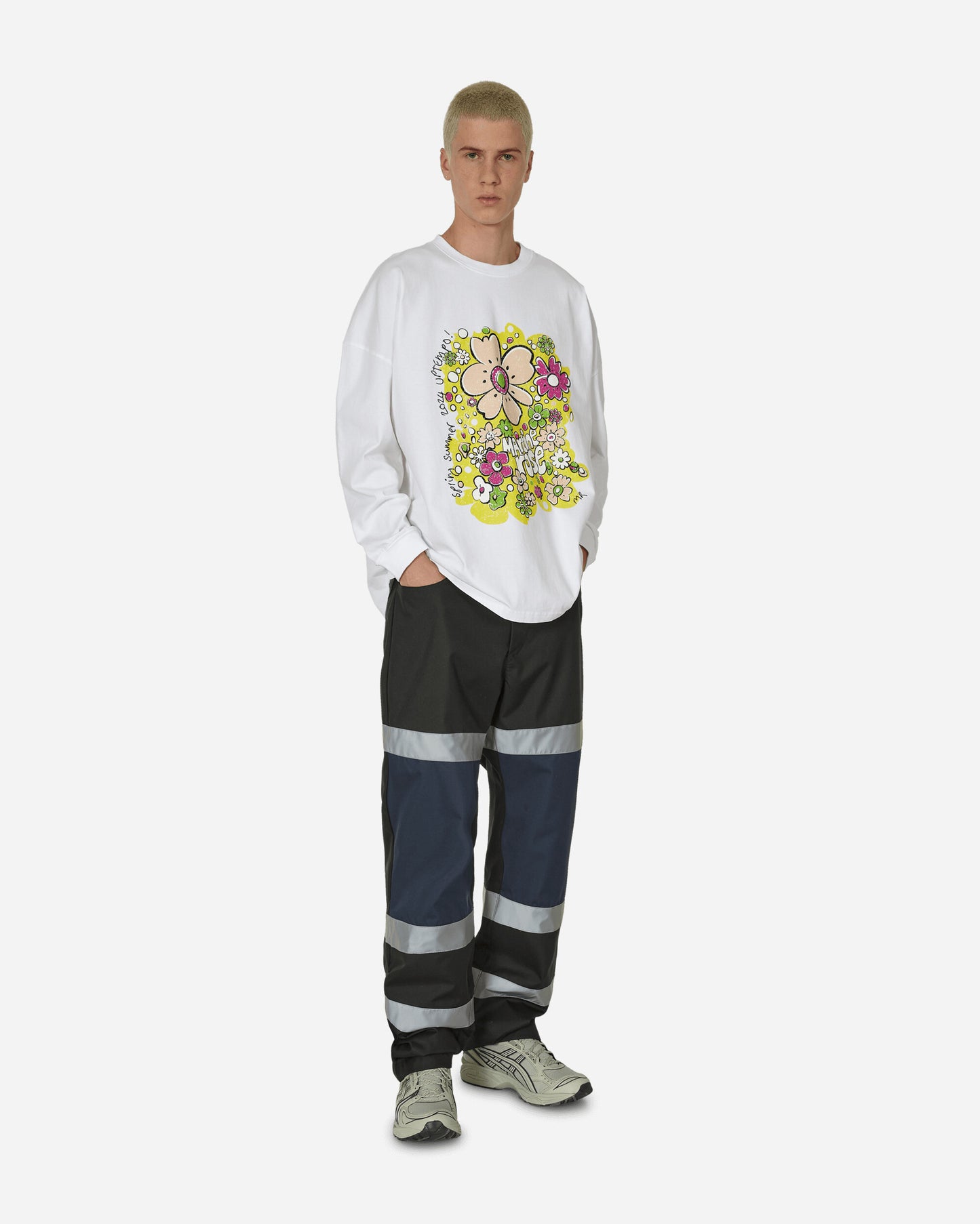 Martine Rose Oversized Ls T-Shirt White/Festival Flower T-Shirts Longsleeve MRSS24-624A WHFEFL