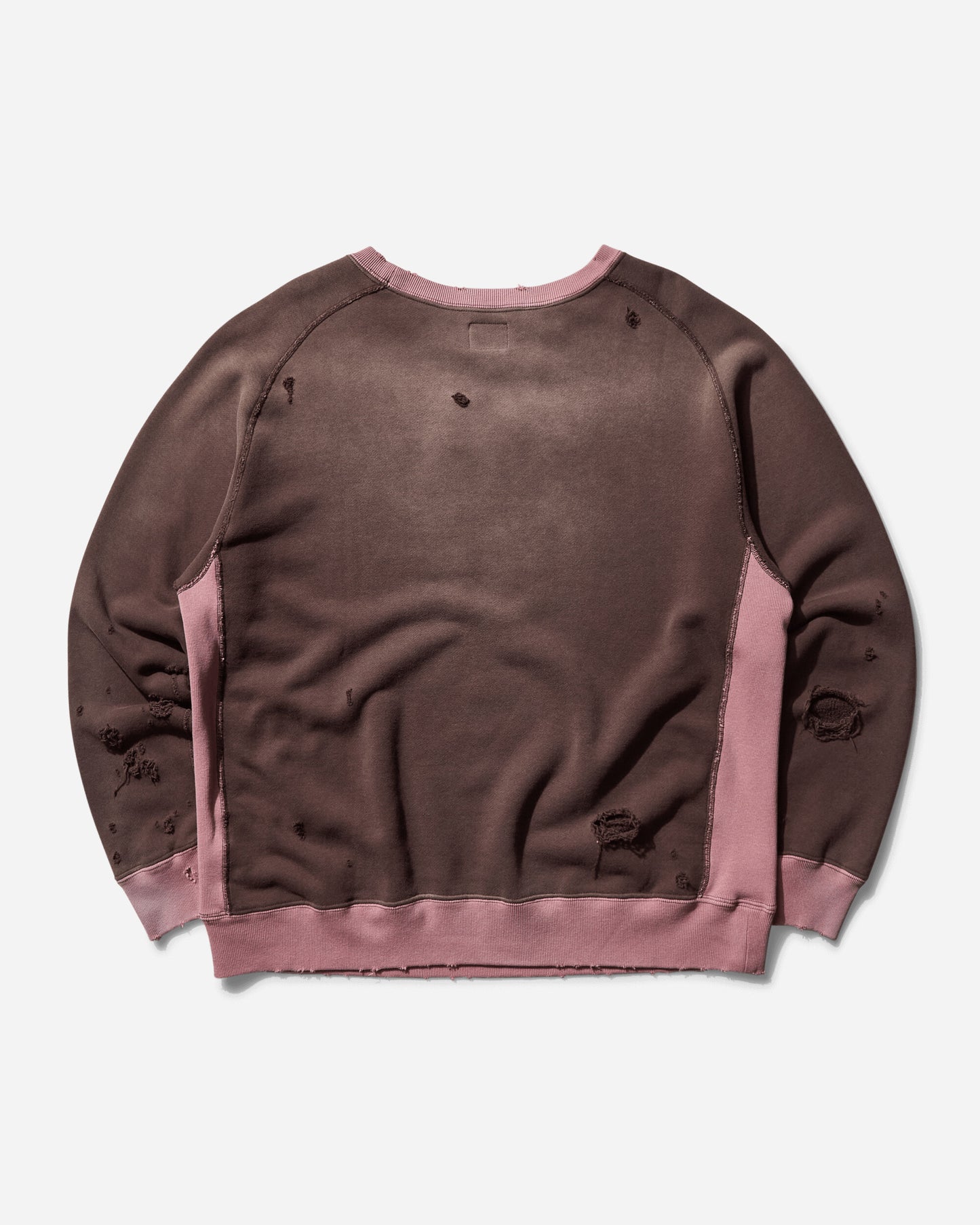 Needles 2-Tone Crew Neck Sweat Shirt - Cotton French Terry Brown Sweatshirts Crewneck PU292 D