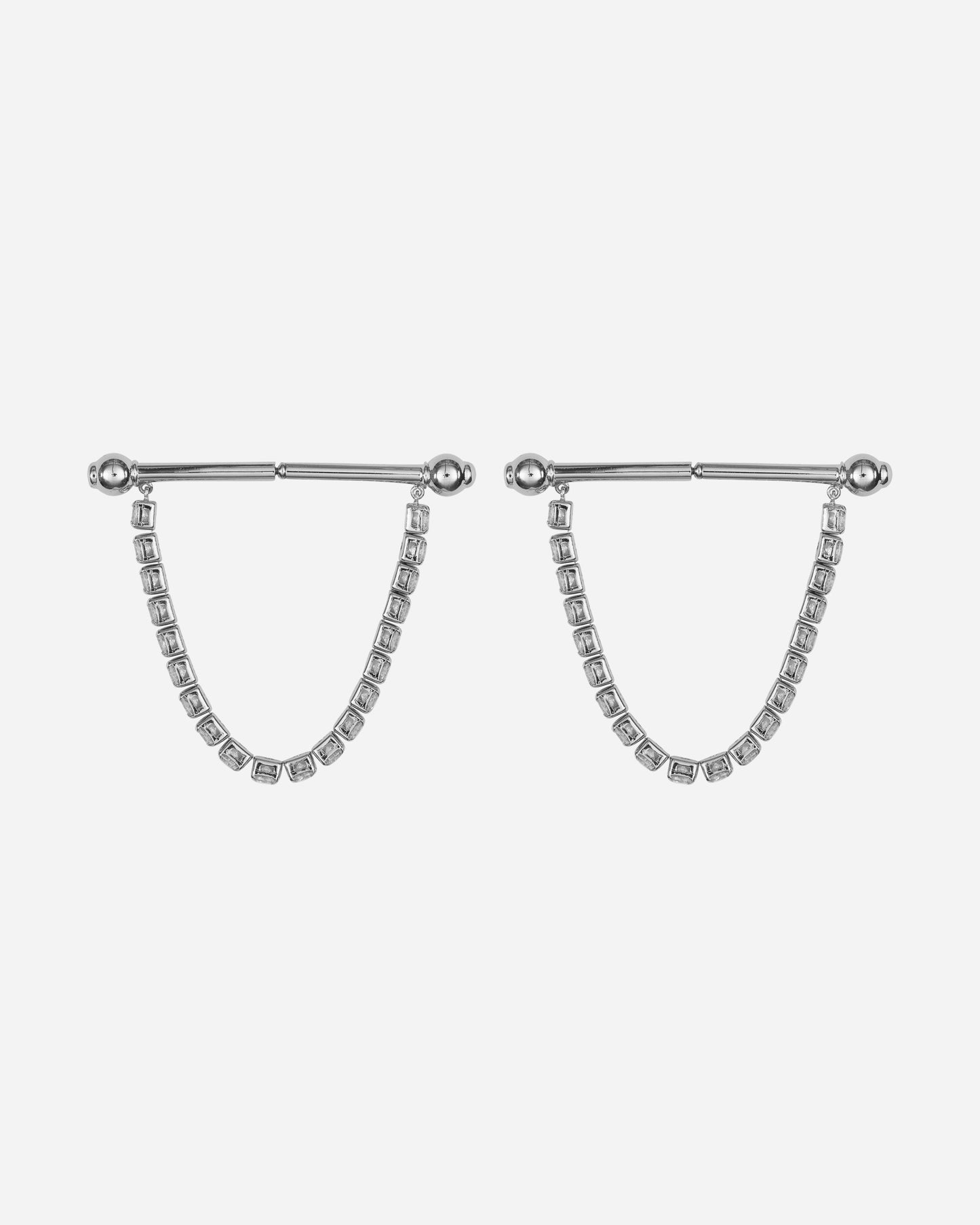 Panconesi Wmns Crystal Barbells Large Silver Jewellery Earrings EA032 P
