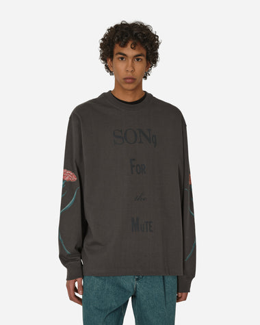 Song for the Mute "Sftm" Oversized Crew Neck Pullover Washed Black Sweatshirts Crewneck 241-MJP017P18 SOFTBLK
