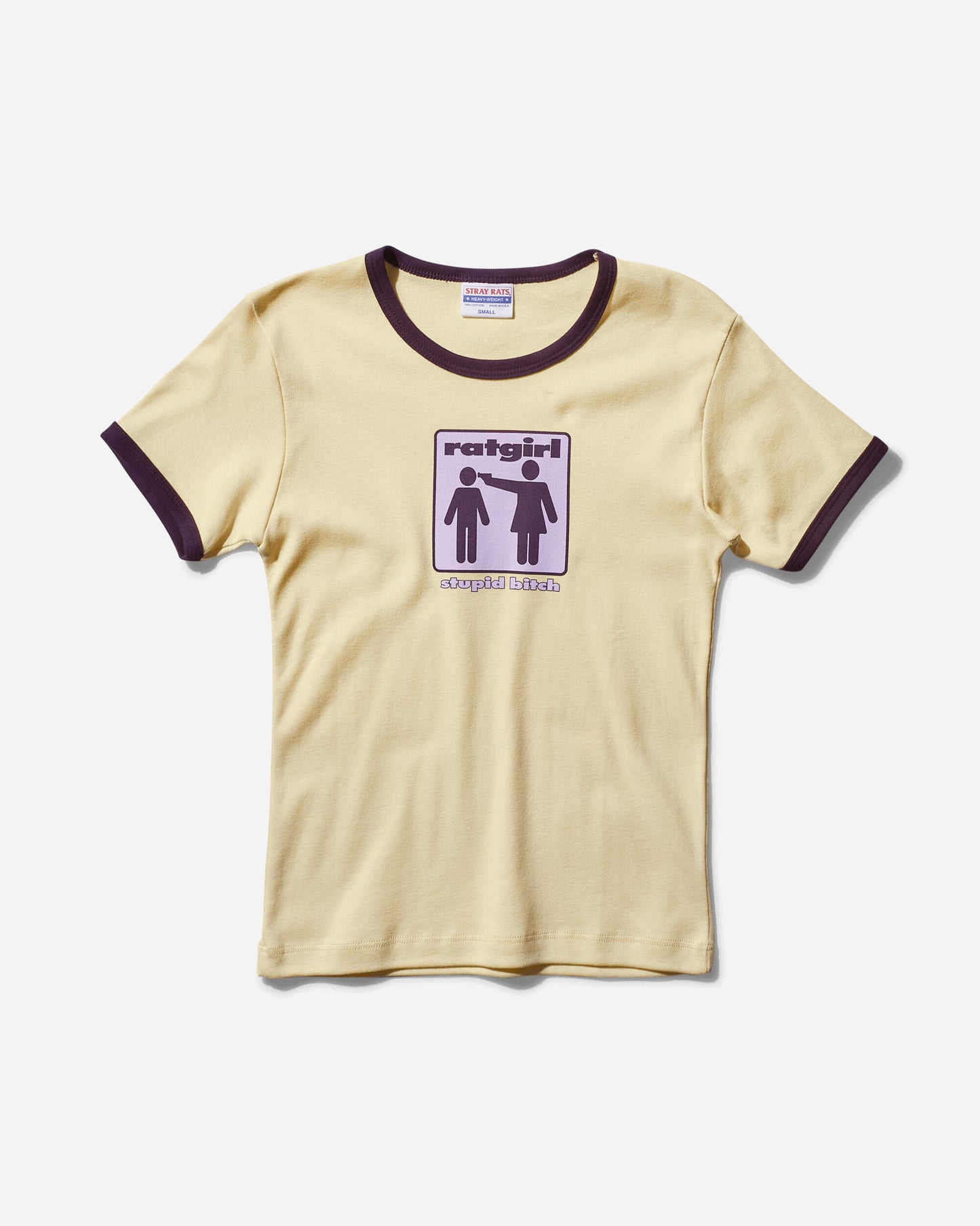 Stray Rats Wmns Stupid Bitch Ribbed Ringer Tee Purple T-Shirts Shortsleeve SRT1237 PURPLE