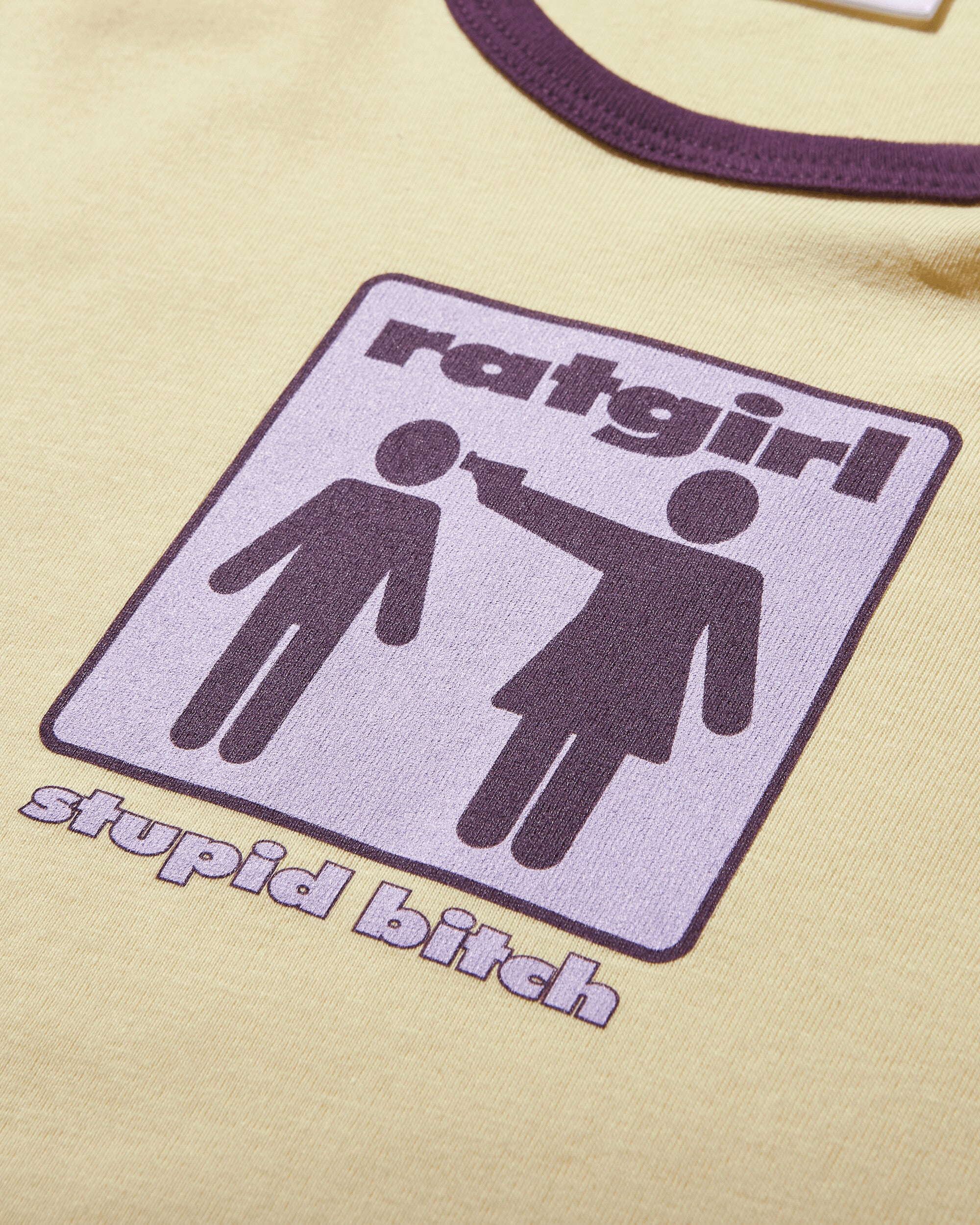 Stray Rats Wmns Stupid Bitch Ribbed Ringer Tee Purple T-Shirts Shortsleeve SRT1237 PURPLE