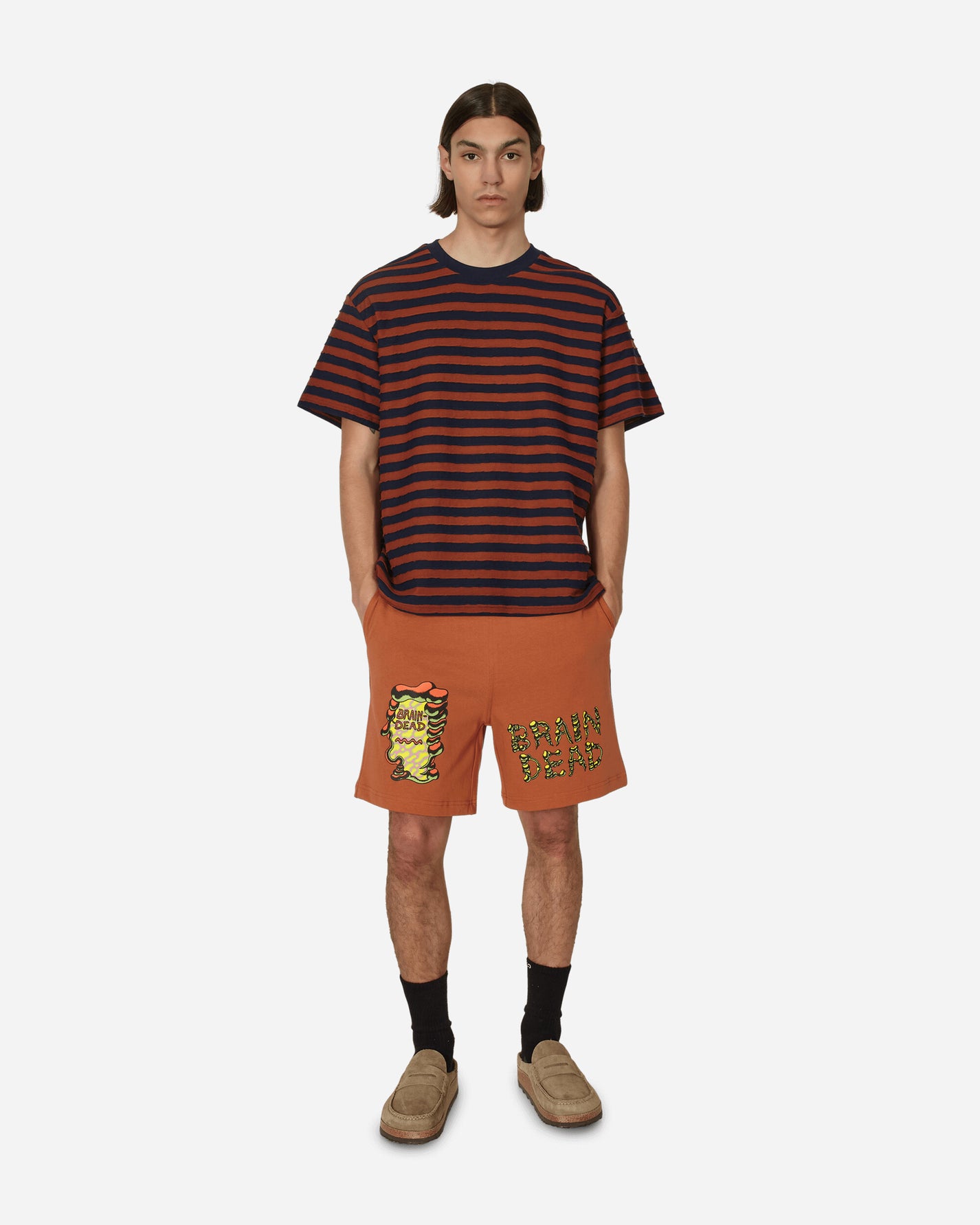 Brain Dead Tetsunori Tawaraya Jersey Short Rust Shorts Sweatshorts BDP23B16003052 OR04